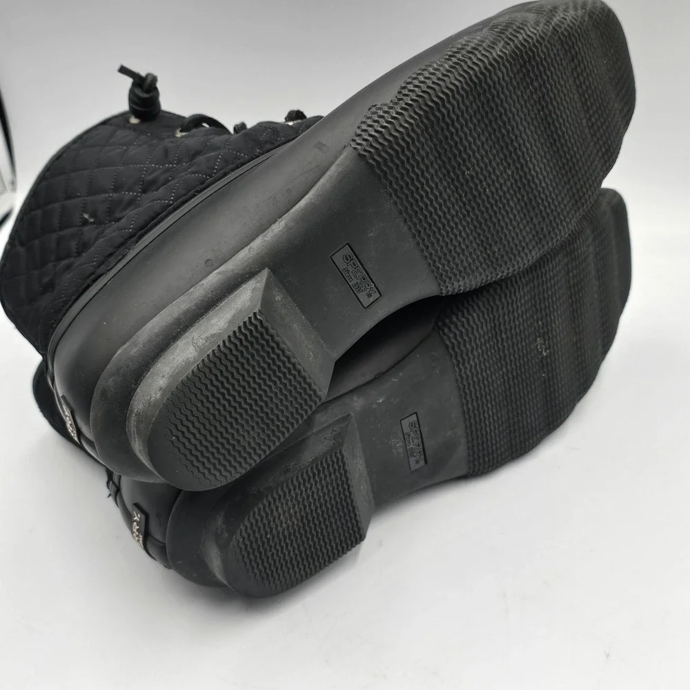 Sperry Utility Boots Women 8 Saltwater Quilted Waterproof Duck Black EUC Durable